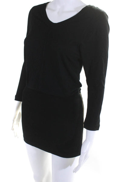 Theory Womens Scoop Neck Long Sleeved Zippered Skirt Mini Dress Black Size P