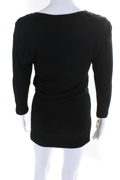 Theory Womens Scoop Neck Long Sleeved Zippered Skirt Mini Dress Black Size P