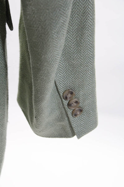Ashford & Bank Men's Collar Long Sleeves Line Jacket Green Size L