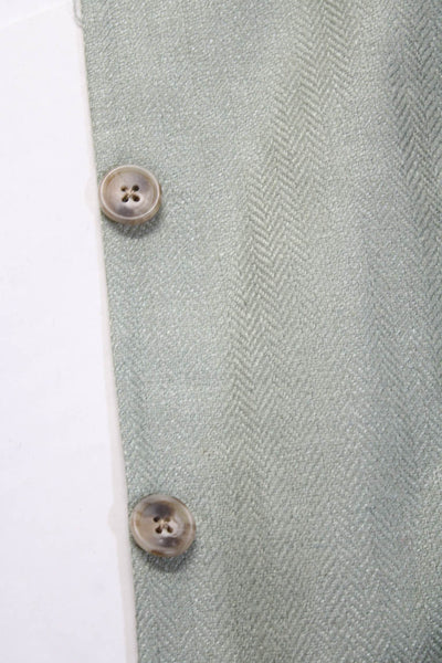 Ashford & Bank Men's Collar Long Sleeves Line Jacket Green Size L