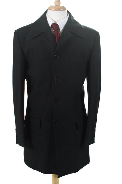 Metodo Trendy Wear Men's Collar Long Sleeves Lined Jacket Black Size 52