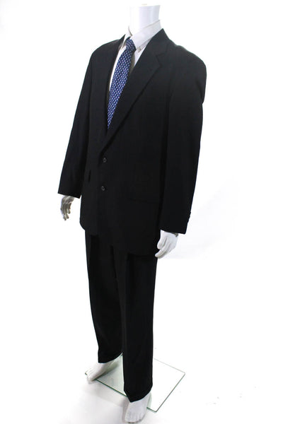 Haspel Men's Long Sleeves Lined Two Piece Pant Suit Black Stripe Size 46