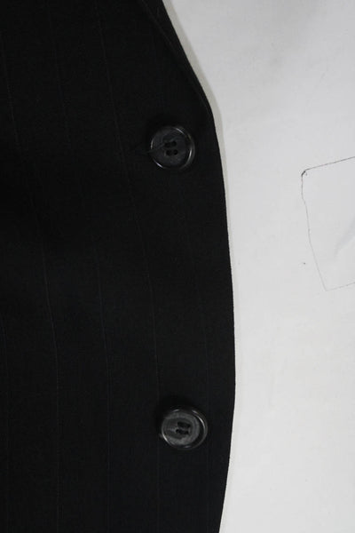 Haspel Men's Long Sleeves Lined Two Piece Pant Suit Black Stripe Size 46