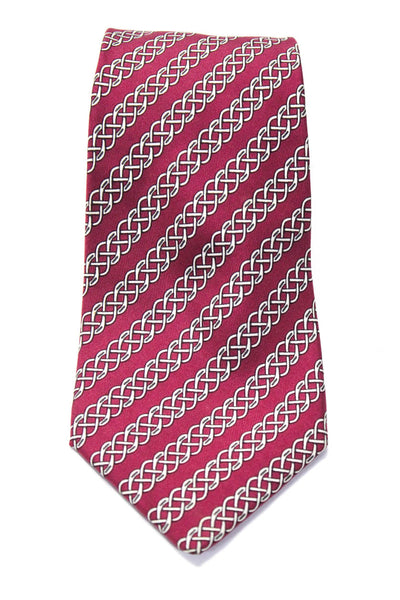 Hermes Mens Classic Width Twisted Striped Print Silk Tie Red White