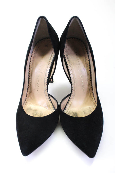 Charlotte Olympia Women's Suede Pointed D'orsay Pumps Black Size 6