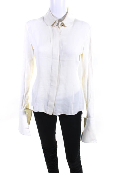 Karl Lagerfeld Womens Button Front Long Sleeve Collared Shirt White Size FR 38