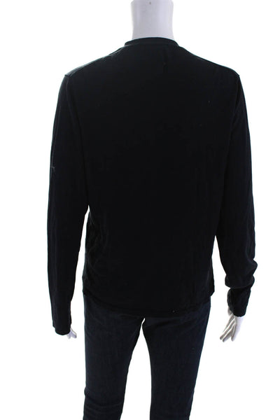 Sandro Womens Long Sleeve Three Button Pocket Shirt Black Cotton Size Medium