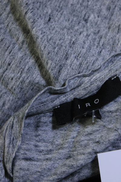 IRO Womens Long Sleeve Crew Neck Henley Tee Shirt Gray Cotton Size Small