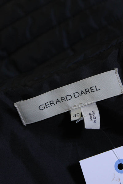 Gerard Darel Womens Round Neck Asymmetrical Zip Quilted Jacket Black Size 40