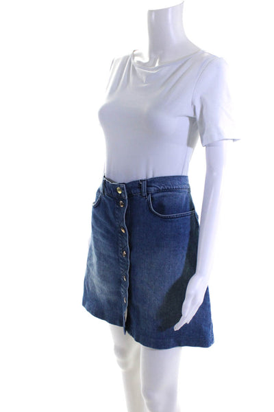 Frame Denim Womens Denim Medium Wash Snap Button-Up A-Line Skirt Blue Size 30