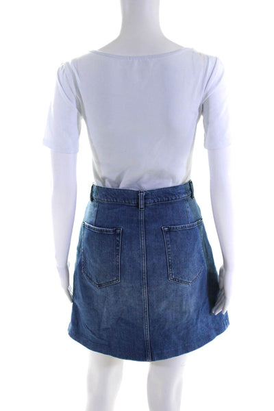 Frame Denim Womens Denim Medium Wash Snap Button-Up A-Line Skirt Blue Size 30