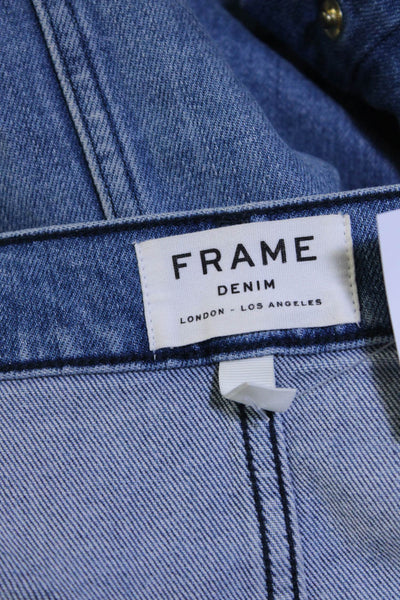 Frame Denim Womens Denim Medium Wash Snap Button-Up A-Line Skirt Blue Size 30