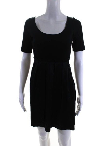 Theory Womens Short Sleeve Round Neck Knee Length Fit & Flare Dress Black Size 0