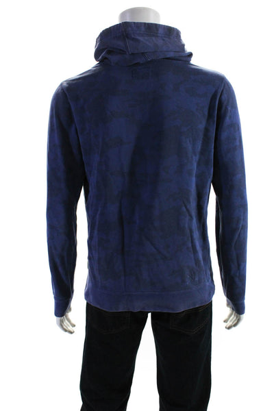 Scotch And Soda Mens Graphic Camo Cowl Hoodie Sweatshirt Blue Size Medium