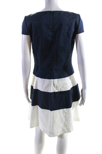 Farrington Womens Short Sleeves A Line Dress Navy Blue White Cotton Size EUR 38