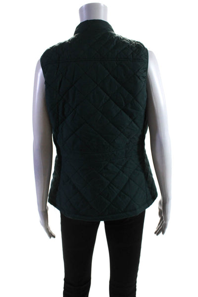 Fuinloth Womens Quilted Mock Neck Full Zipper Vest Jacket Green Size Medium