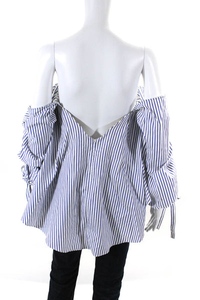 Caroline Constas Womens Strapless Striped Sweetheart Top White Blue Size Medium