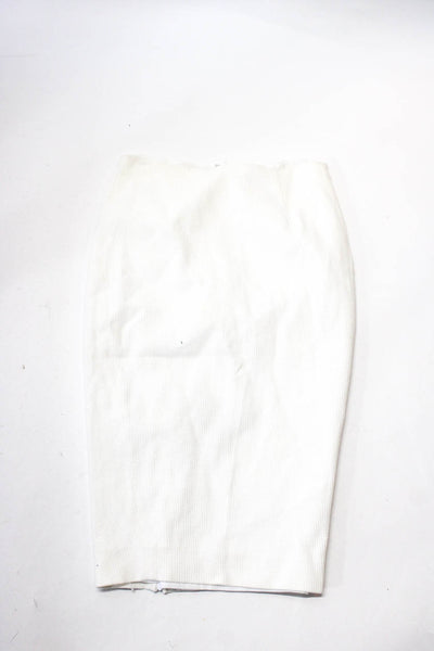 Intermix Womens Back Zip Knee Length Knit Pencil Skirt White Cotton Size Small