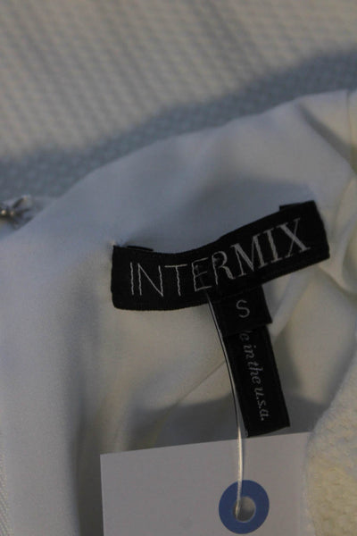 Intermix Womens Back Zip Knee Length Knit Pencil Skirt White Cotton Size Small