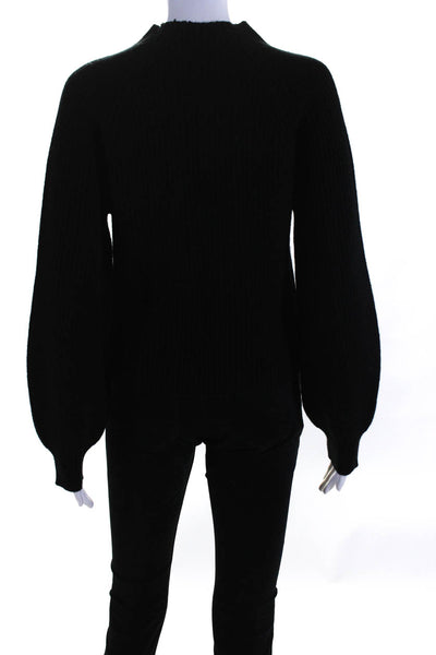 ALC Womens High Neck Ribbed Raglan Pullover Sweater Black Size Small