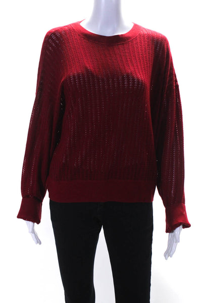 Theory Womens Long Sleeves Verlina B Refine Pullover Sweater Red Size Large