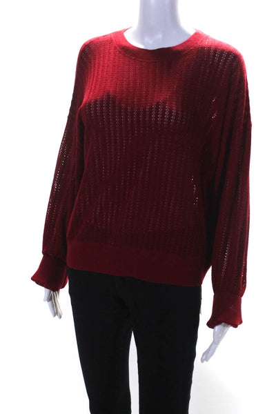 Theory Womens Long Sleeves Verlina B Refine Pullover Sweater Red Size Large