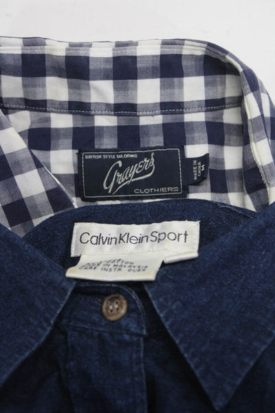Calvin Klein Grayers Womens Button Down Shirts Blue Size Medium Lot 2