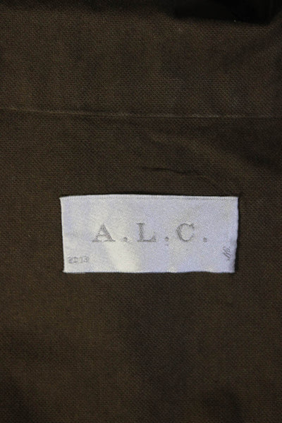 A.L.C. Womens Full Zipper Sleeveless Vest Jacket Brown Cotton Size Large