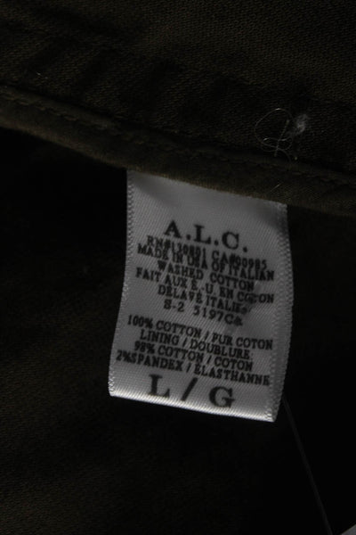 A.L.C. Womens Full Zipper Sleeveless Vest Jacket Brown Cotton Size Large