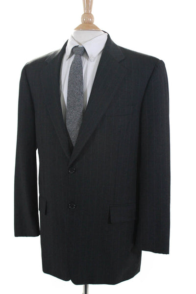 Hickey Freeman for Nordstrom Mens Wool Striped Two-Button Blazer Gray Size 42