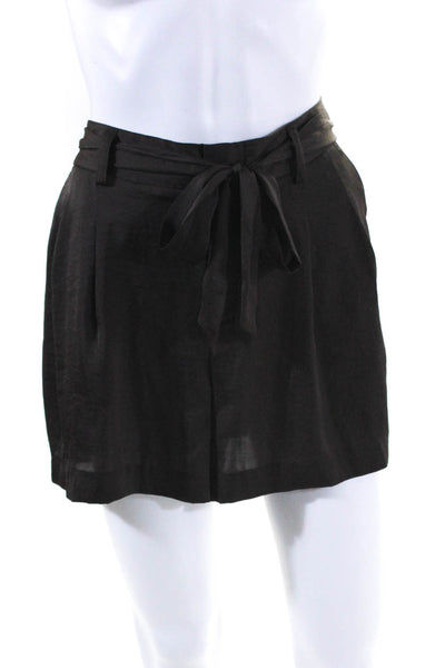 Vince Camuto Womens Satin Mid-Rise Belt Looped Dress Shorts Dark Brown Size 10