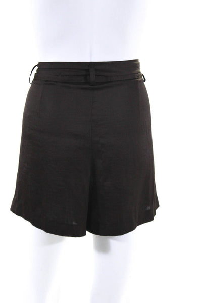 Vince Camuto Womens Satin Mid-Rise Belt Looped Dress Shorts Dark Brown Size 10