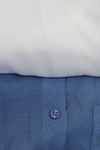 BASLER Womens V Neck Button Down Blouses White Blue Size EUR 42 Lot 2