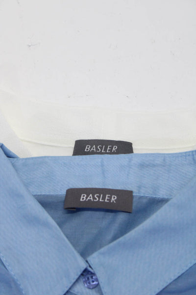 BASLER Womens V Neck Button Down Blouses White Blue Size EUR 42 Lot 2
