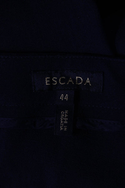 Escada Womens Creased Tovah Dress Pants Navy Blue Wool Size EUR 44