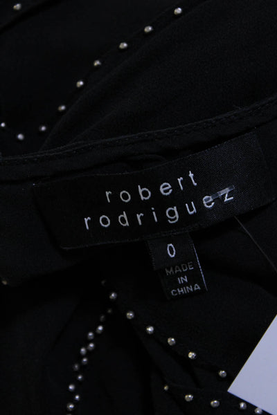 Robert Rodriguez Black Label Womens Silk Beaded Cut Out Mini Dress Black Size 0