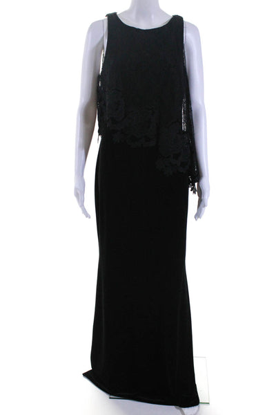 Badgley Mischka Womens Back Zip Lace Capelet Velvet Gown Black Size 10