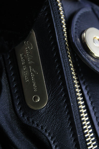 Ralph Lauren Womens Leather Strap Velvet Gold Tone Shoulder Handbag Black