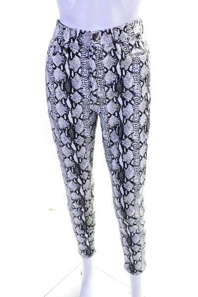 Frame Denim Women's High Waist Snakeskin Print Skinny Jeans White Size 28