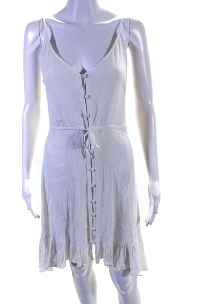 Rails Womens Spaghetti Strap Buttoned V Neck Short Ruffled Dress White Size XS