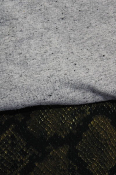 Theory Womens Cotton Long Sleeve Basic Animal Print Tops Green Gray Size P Lot 2
