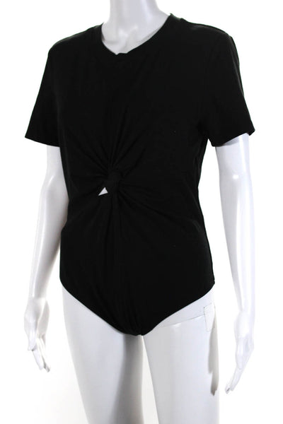 T Alexander Wang Women's Short Sleeve Cut Out Bodysuit Black Size L