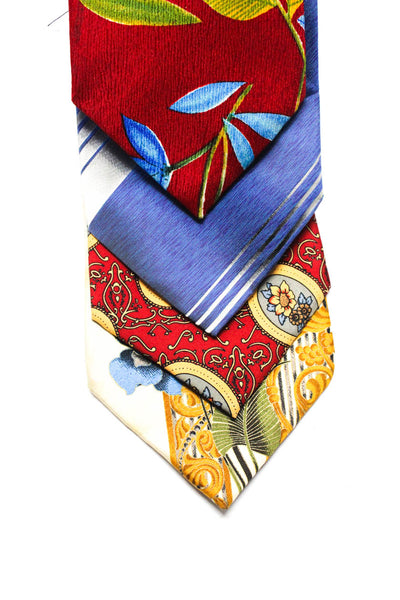 Bugatchi Liberty Pierre Balmain Pavone Mens Printed Silk Ties Red White Lot 4