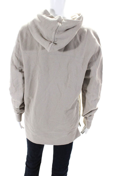 John Elliott Womens Side Zipper Long Sleeve Hoodie Beige Cotton Size 2