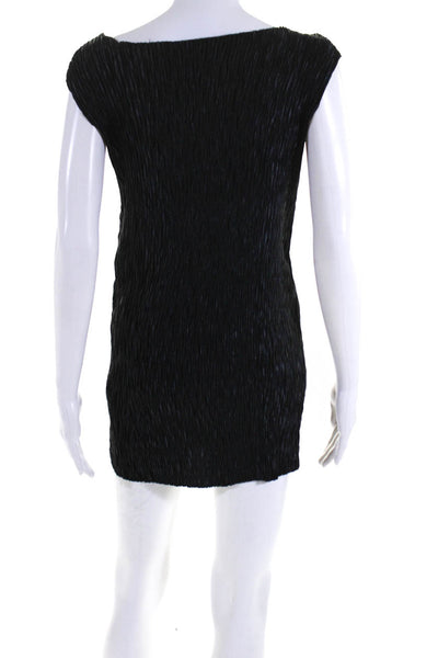 C'est Duo Black Label Womens Crinkle Round Neck Sleeveless Dress Black Size M