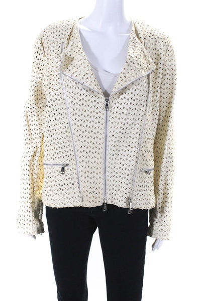 Giorgio Brato Womens Leather Asymmetrical Cutout Jacket Light Yellow Size IT 44
