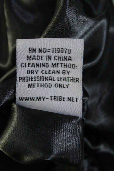 My Tribe Womens Metallic Suede 3/4 Sleeve Peplum Jacket Silver Size Medium