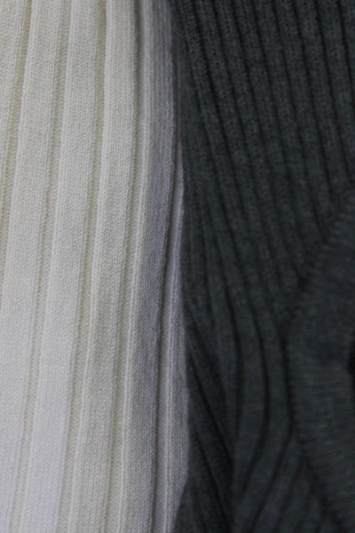 Zara Knit Womens Ribbed Turtleneck Sweaters White Gray Size Medium Small Lot 2