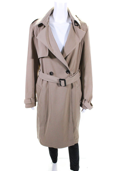 Donna Karan New York Womens Double Breasted Notched Lapel Coat Brown Size Large