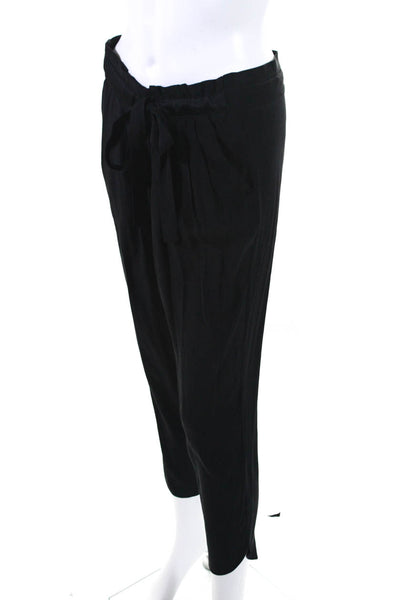 Ramy Brook Women's Silk Tie Waist Straight Leg Trousers Black Size S